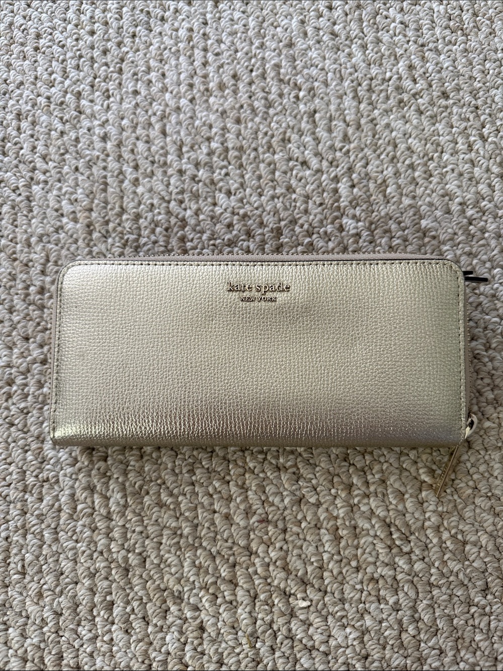 kate spade Gold Metallic Zip Around Wallet